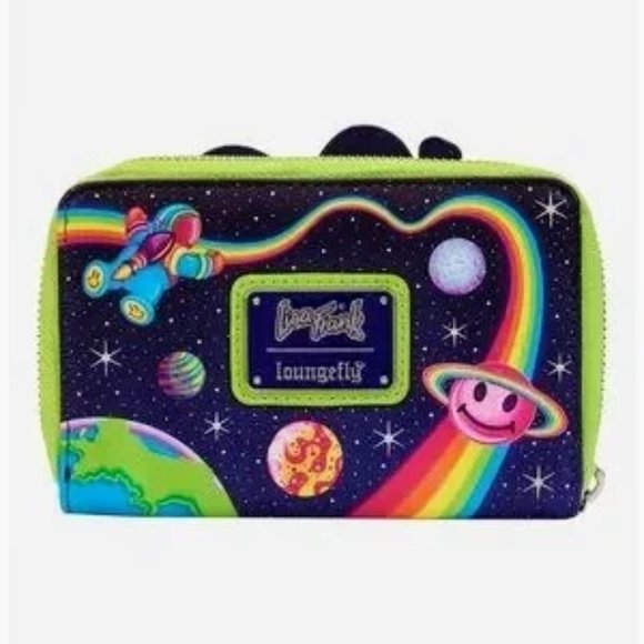 Loungefly Lisa Frank Cosmic Alien Ride Glow Mini Backpack And Wallet - Picture 7 of 8